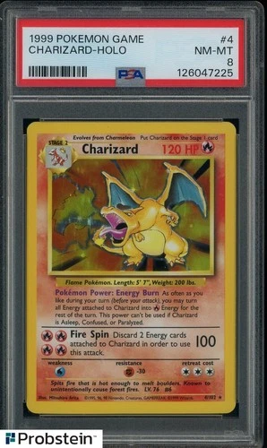 1999 Pokemon Game #4 Charizard Holo PSA 8 NM-MT