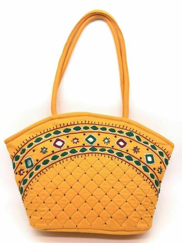 Indian Traditionl Handmade Basket Handbags Colour Yellow For Women - Afbeelding 1 van 7