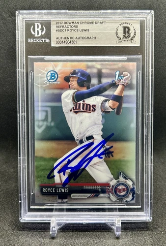 2017 1st Bowman Chrome Draft REFRACTOR BDC1 Royce Lewis RC BAS Signed Auto Twins
