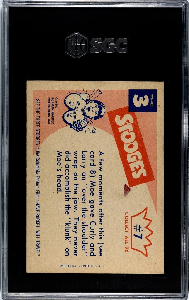 1959 Fleer The 3 Three Stooges #7 Uh! Uh! I've Got Eyes SGC 4 NEWLY-GRADED! - Image 2 of 4
