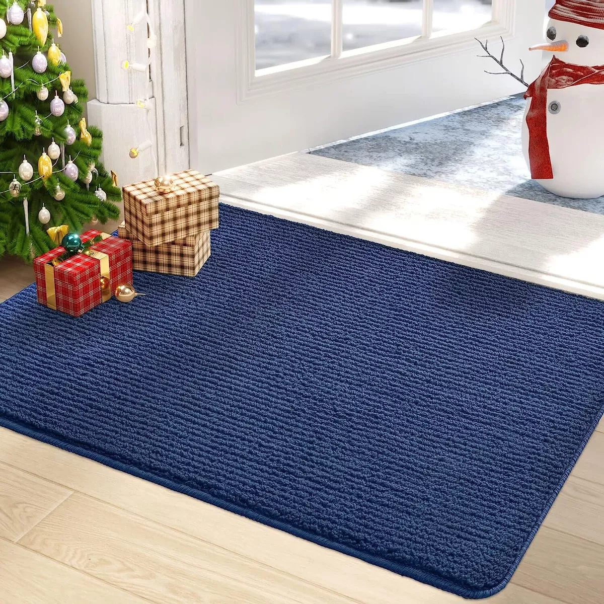 Kitchen Floor Mat, Bath Mat, Blue Christmas Decorations for Home