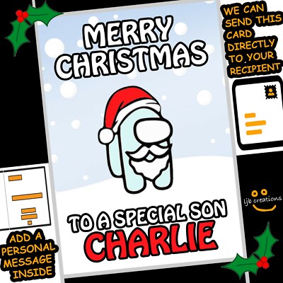 Personalisierte UNTER UNS Weihnachtskarte Sohn Enkel Neffe Cousin NAMEN HINZUFÜGEN WEIHNACHTEN