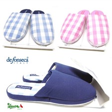 DEFONSECA Ciabatte pantofole donna estive punta chiusa ROMA TOP W 720 Blu Quadri