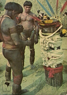 brazil, Xingu Native Indians, Kamaiurá Males, Kuarup Ceremony (1978) Postcard