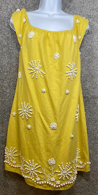 Anthropologie Corey Lynn Calter Womens 4 Yellow Mini Dress Beaded Floral