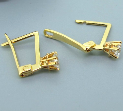 .65 ctw Diamonds Triangle-Cut 14k Yellow Gold Lever Back Dangle Earrings - Picture 5 of 8