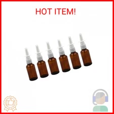 6PCS 30ML/1oz Empty Refillable Amber Glass Nasal Sprayers Vial Bottle Jar Pump C
