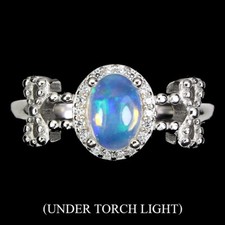 925 Sterling Silver Ring Oval Fire Opal 7x5mm Natural Gemstone Jewelry 7
