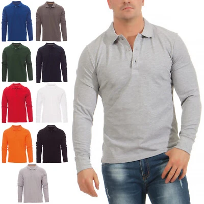Herren Langarmshirt Poloshirt Langarm Hemd Longsleeve Polo Shirt Freizeit Top - Bild 1 von 2