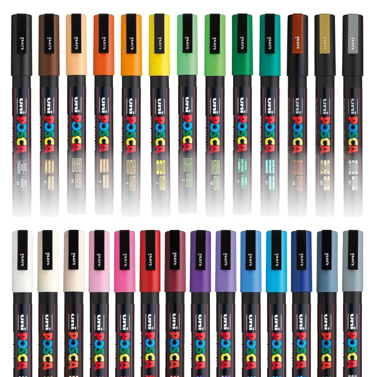 POSCA Marker Pen PC-3M - Full Range 27 Pen Set - All Colours