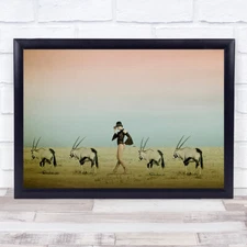 Africa IV Fun Funny Humour Humour Female Animal Animals Pastel Pink Art Print