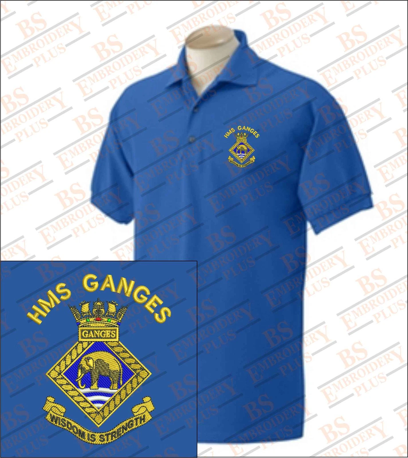 HMS GANGES Embroidered Polo Shirts