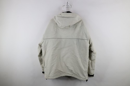 Vintage 90s Y2K Gap Mens XL Distressed Fleece Lined Full Zip Hooded Jacket Beige - Picture 13 of 15