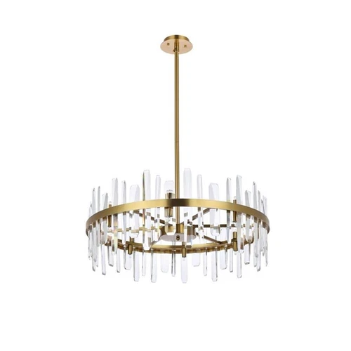 Elegant Lighting Serena 32" Round Iron and Crystal Chandelier in Satin Gold - Picture 3 of 8