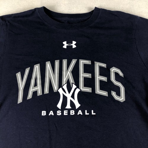 Under Armour New York Yankees Shirt Mens Medium Short Sleeve Baseball Heat Gear - Picture 2 of 7