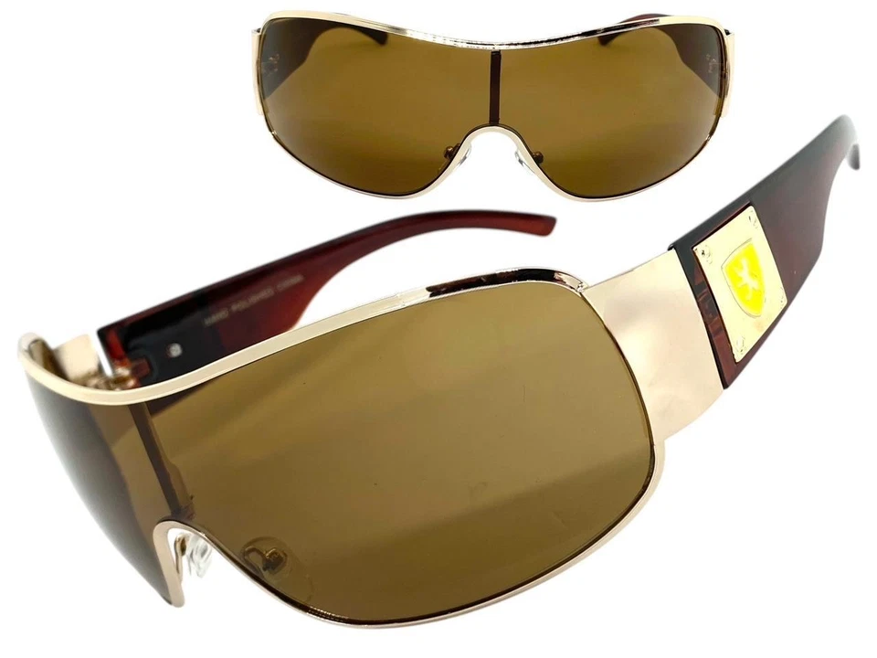 Gafas de sol contemporáneas elegantes modernas deportivas envolventes escudo elegantes de moda para hombre Foto 2 de 4