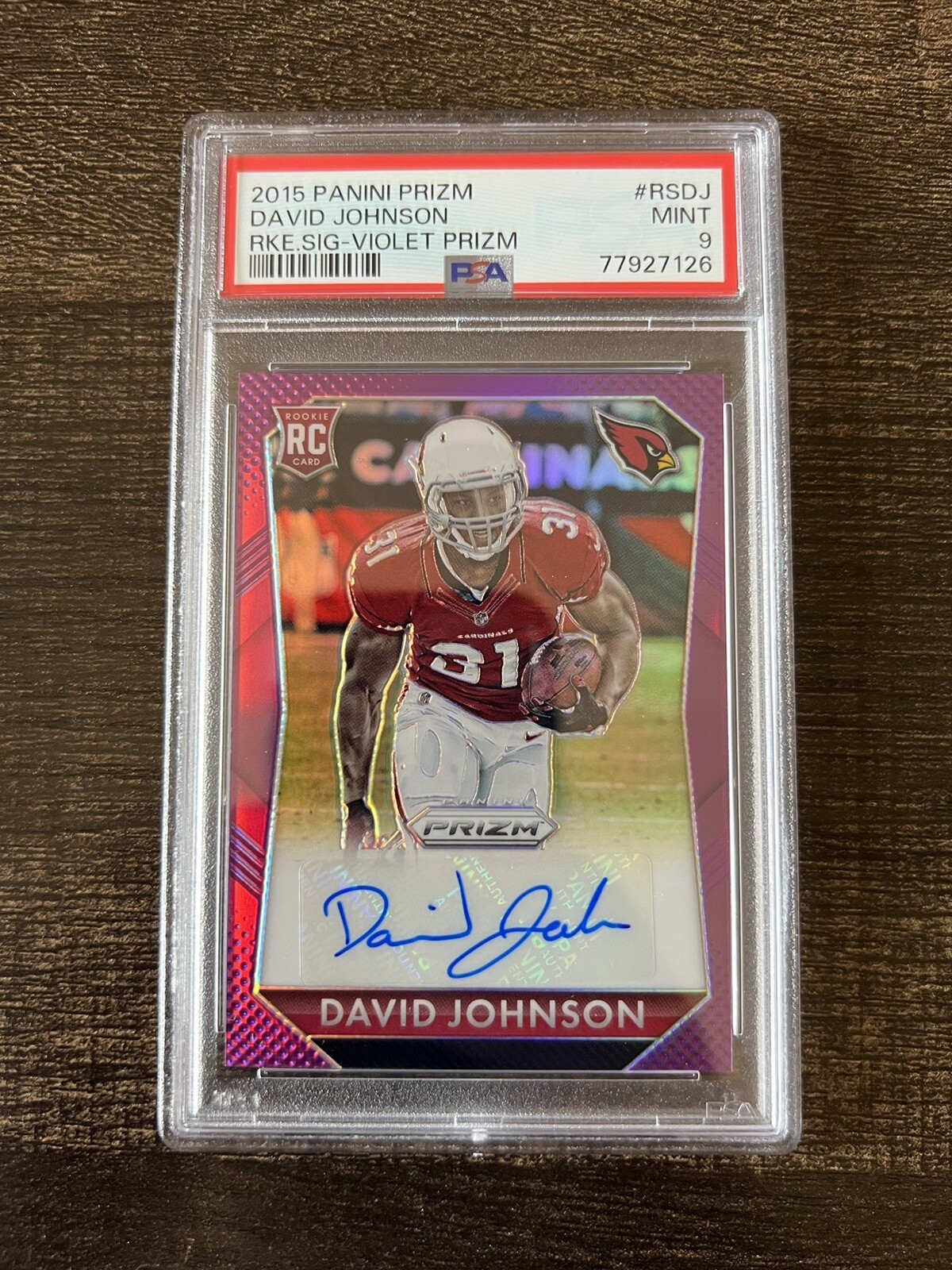David Johnson Panini Prizm Rookie Signatures #RSDJ Violet