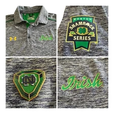 NOTRE DAME Fighting Irish BOSTON SHAMROCK NCAA Under Armour LOOSE M Polo *Mint*