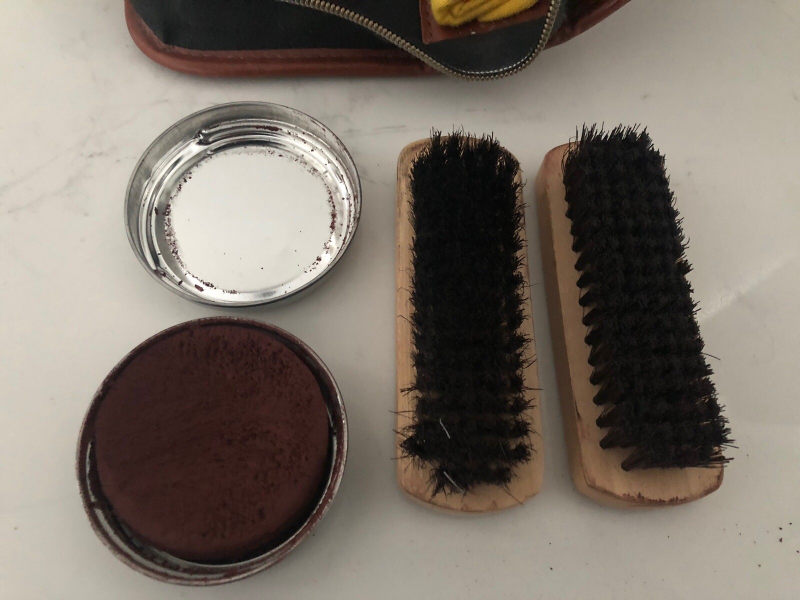 Leather shoe cleaning kit Polish Brush Black Cherry Case Lot eBay