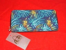 Clutch Wallet Zip Around Canvas By Monstera Leaf Printed  NWT Free/Ship
