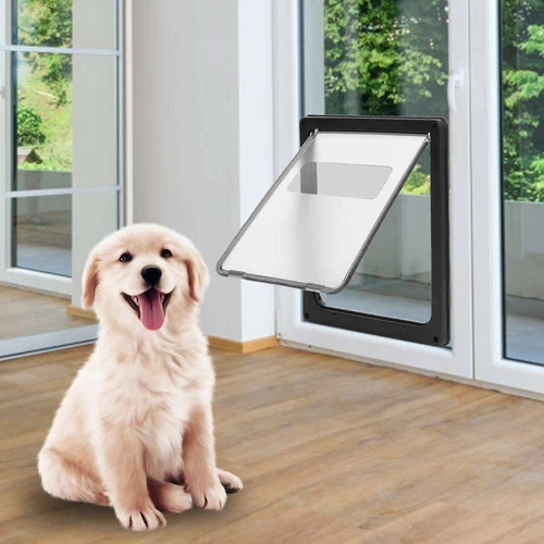 Large Size 2 Way Lockable Pet Dog Cat Safe Security Brushy Flap Door Black AU - Picture 9 of 12