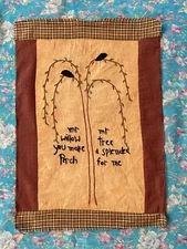 Primitive Country Stitchery  Folk Art Embroidery Willow Tree Black birds
