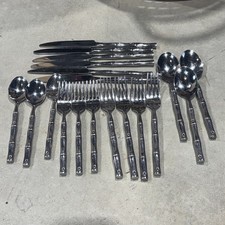 19 Pcs Hampton Silversmith Bamboo Flatware Di...