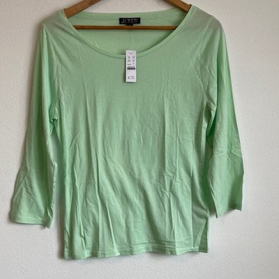J.Crew Women's Feather jersey three-quarter sleeve T-shirt Large Crisp Mint