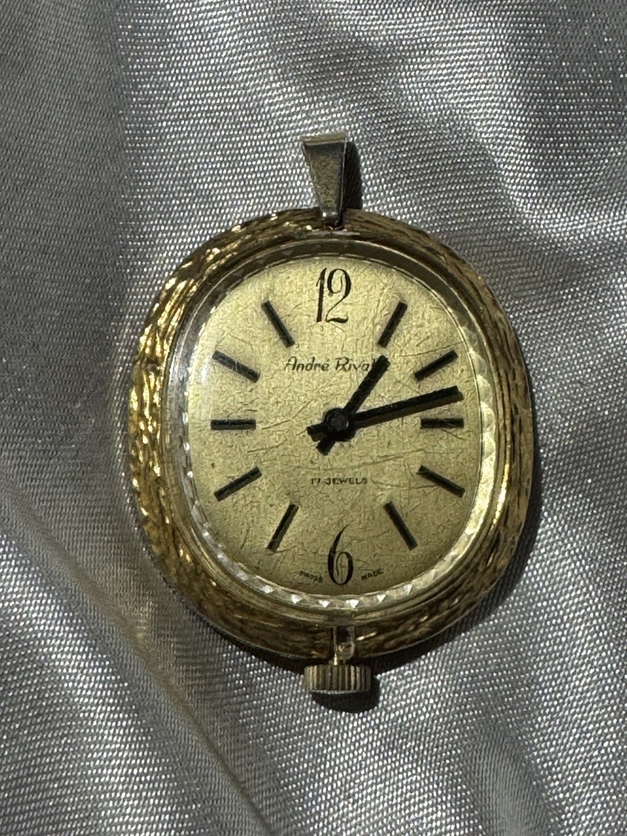 Vintage Andre Rivalle Swiss 17 Jewel Pendant Watch Works 