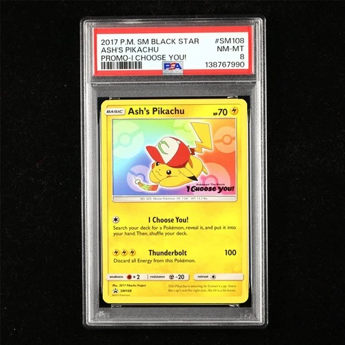 PSA 8 NM-MT 2017 Pokemon ENG Ash's Pikachu SM108 Promo