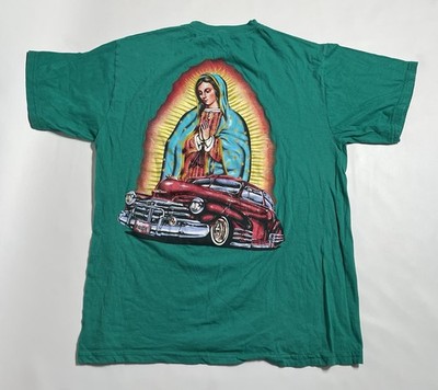 Vintage 90s Virgin Mary Lowrider Shirt Large L Chicano Mexico Lady of Guadalupe