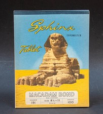 Old  SPHINX Typewriter Tablet Paper, MACADAM BOND Rag Content , 100 Sheets NOS!! thumbnail