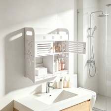 White PVC Bathroom Storage Rack 16.93in Height Minimalist Storage Rack