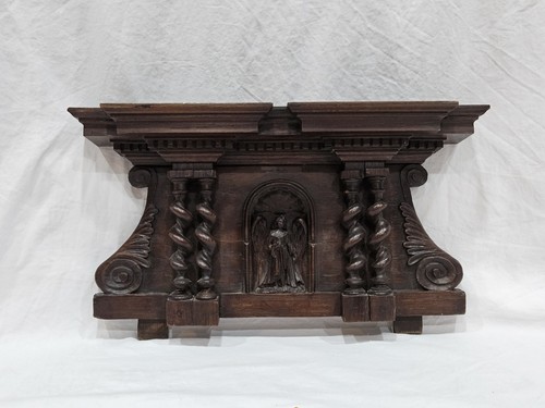 Antique Wooden Wall Hanging Shelf Original Old Fine Engraved, Rare to find
