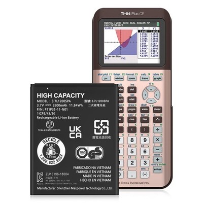 TI-84 Plus CE Battery, 3200mAh Battery for Texas Instruments TI-84 Plus CE, T...