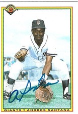 1990 Andres Santana SF Giants Signed Topps Bowman Trading Card