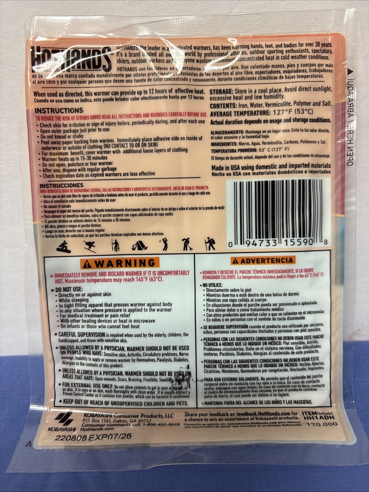 HotHands Stick-On Body Warmer, Up To 12 Hours Of Heat! Super Sized, Ready2Use