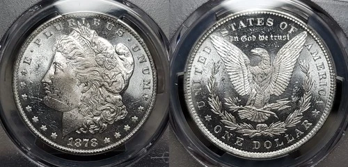 1878 P 7 Tail Feather Reverse of 79 Morgan Silver Dollar $1 PCGS MS 62 Looks PL