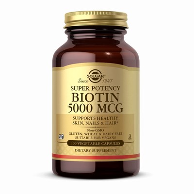 Solgar Biotin 5000 mcg - 100 Vegetable Capsules - 1 Count (Pack of 100) 