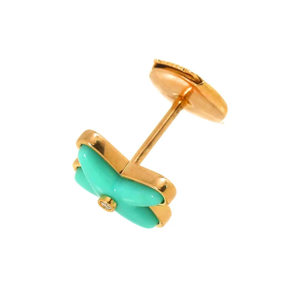 Pendiente CHAUMET Liens Turquesa Diamante Perforado 18K PG Una Pieza Solo 90298980 Foto 3 de 4