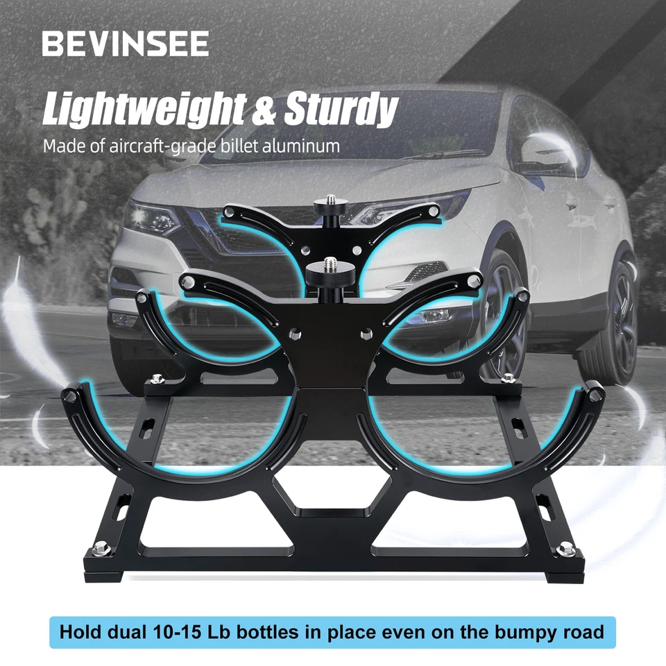 7" Dual Nitrous Bottle Holder For Ford Mustang For Chevrolet Camaro For Muscle - Image 3 of 4