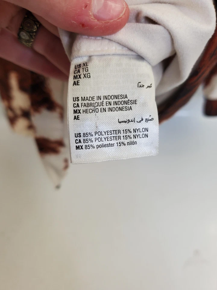 Camisa INC International Concepts Para Hombres Camisa Estampado Piel de Vaca Llamada de Ganado XL Marrón Foto 3 de 4