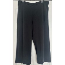 EILEEN FISHER Dark Gray Knit Wide Leg Cropped Pants XL TG Lyocell Blend EUC