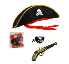 Kids Pirate Halloween Costume Accessories Captain Hat Eye Patch Head Scarf