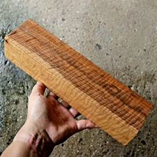 Curly Pyinma Exotic Spindle Blank 75x310x61mm For Crafts, DIY Woodworking #1215