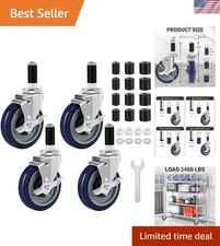 5 Inches Prep Table Wheels Set of 4, Expanding Stem Casters Fit for 7/8", 1",...