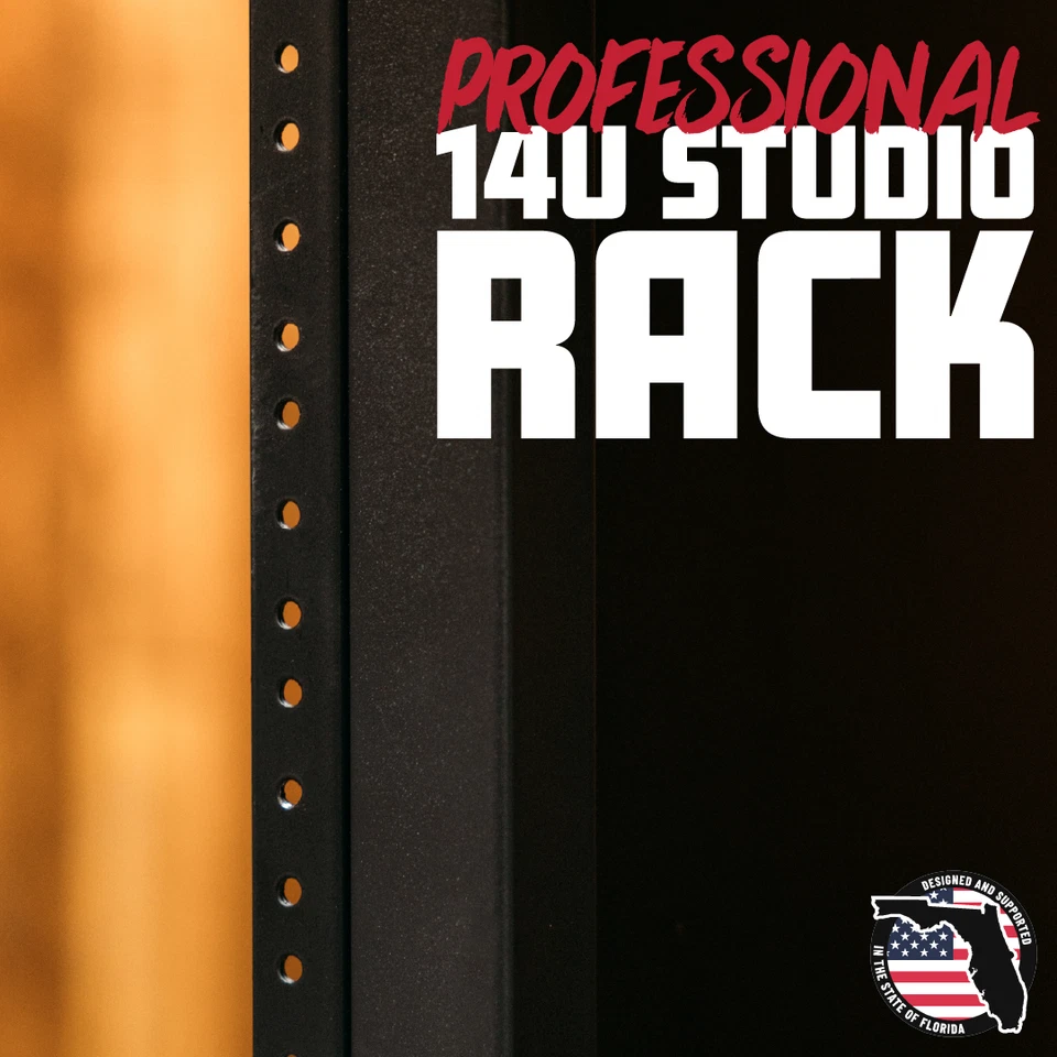 Armario rack de madera con ruedas Rok-It By Frameworks Studio Series 14U, negro Foto 3 de 4