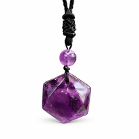 Amethyst Halskette Hexagramm AnhäNger Lila Edelstein Schutz Kristall Kordel G...