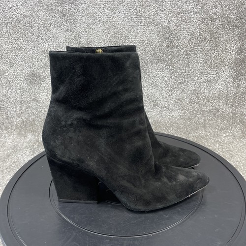 Alexander Wang Boots Womens Size 38 Eu 7.5 Us Black Suede Block Heel Bootie