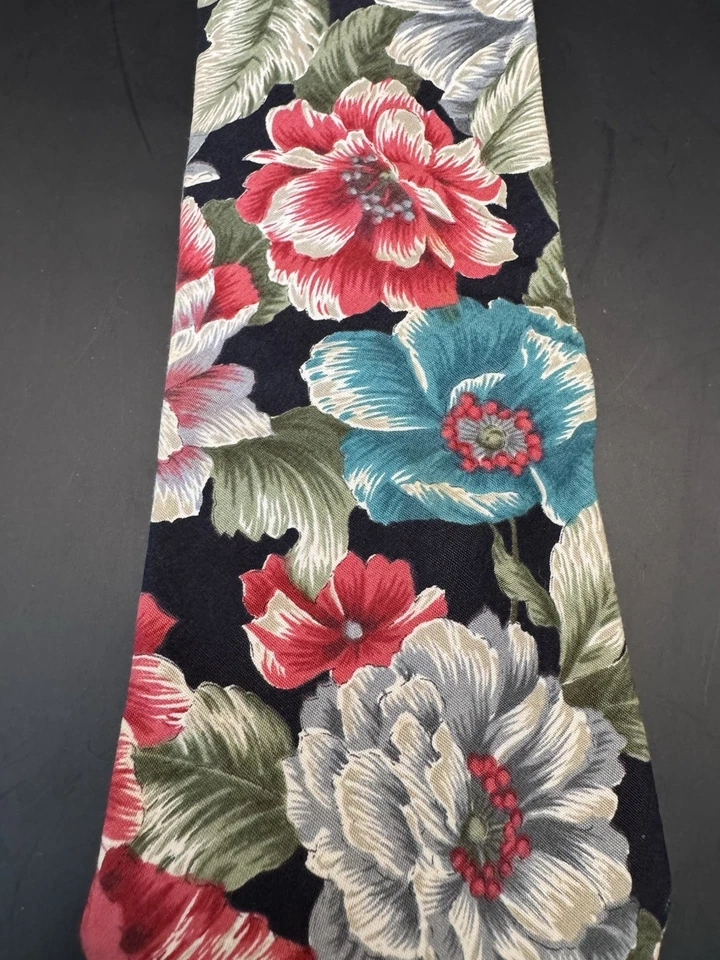 Corbata Floral Izod Para Hombre 100% Algodón HECHA EN EE. UU. Clásica Años 90 Estampado Floral Foto 2 de 4